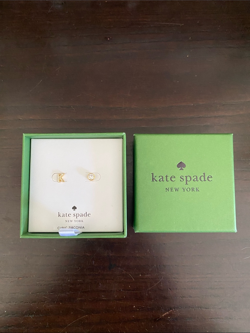 Authentic Kate Spade Gold Letter K And Single Stud Earrings, Brand New In Box.